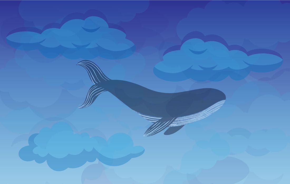A Whale Swimming in Blue